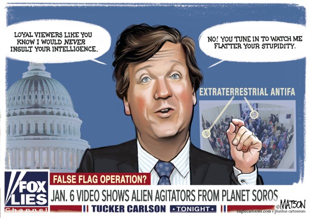 On Tucker Carlson (RJ Matson, CagleCartoons.com)