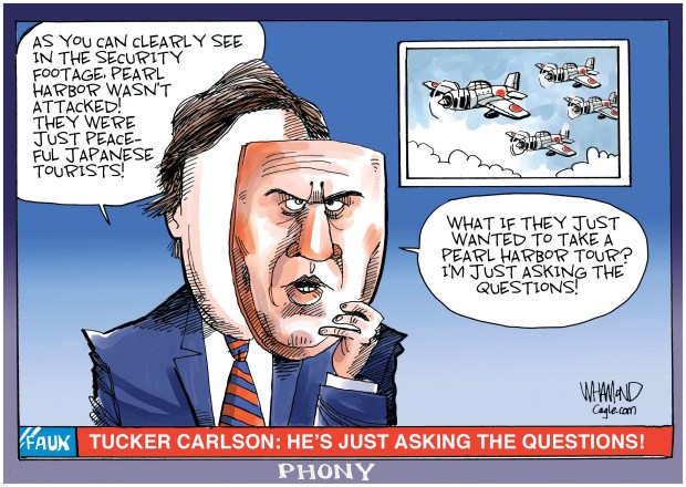 On Tucker Carlson (Dave Whamond, CagleCartoons.com)